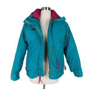 Vintage COLUMBIA Women's Whirlibird 3-in-1 Nylon Down Coat S Windbreaker Jacket